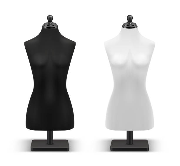 istock White and black mannequins against a white canvas, perfect for highlighting jewelry elegance. Realistic vector 1693602739