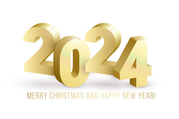 istock Realistic 3D gold numbers 2024 with shadows on white background. Vector golden greeting concept for web, print, ad, greeting card design element 1693603805