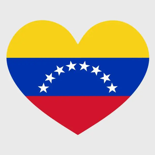 Vector illustration of Vector illustration of the Venezuela flag with a heart shaped.