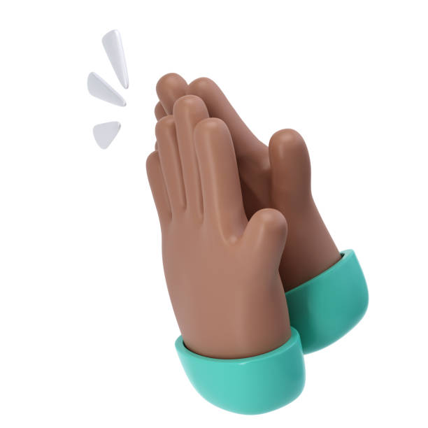 istock 3D Clapping Hands applauding dark skin icon isolated with clipping path, agreement and success concept render illustration 1693622939