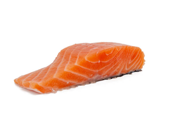 istock Salmon fish fillet on a white background. 1693643147