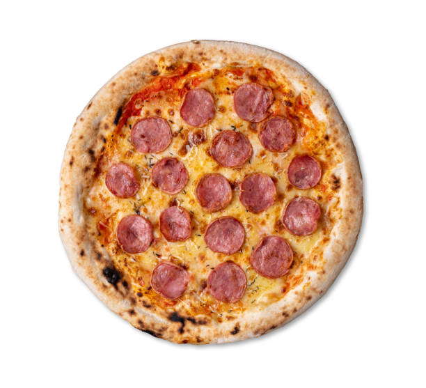 istock Calabrese sausage style pizza isolated over white background 1693688633