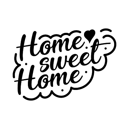 HOME SWEET HOME Vector Handwritten Lettering.