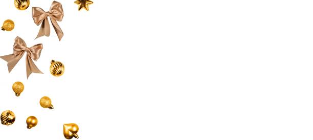 istock banner with gold bow and ball ornament 1693692630