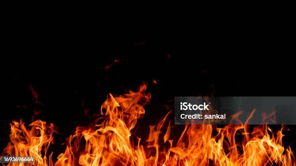 Fire Border Isolated On White Background Stock Photo - Download Image Now - Design Element, Fireplace, Abstract