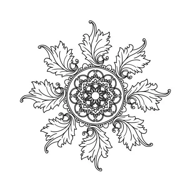 Vector illustration of Floral Circle Decor