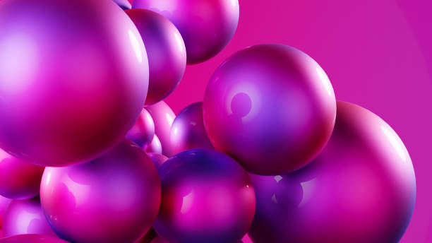 istock Abstract blue and pink neon balls on pink background. 1693704388