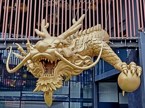 Dragon statue at a shopping mall in Thailand.