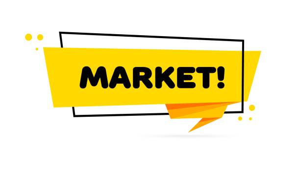 istock Market sign. Flat, yellow, Market sticker, market icon. Vector icon 1693744818