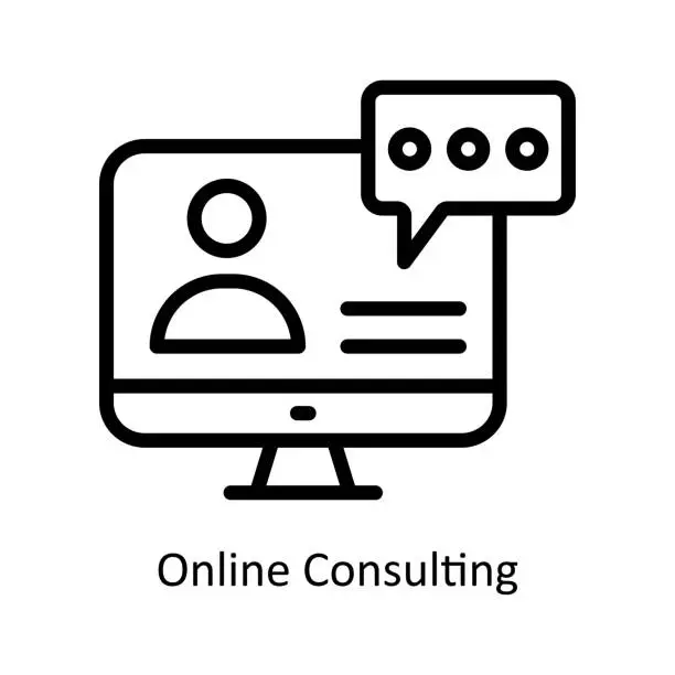 Vector illustration of Online Consulting vector  outline icon illustration. EPS 10 File.
