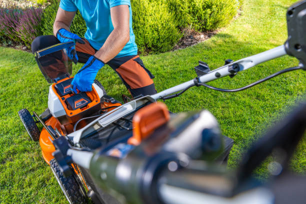 istock Garden Owner Replacing Batteries Inside His Grass Mower 1693768323