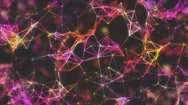 istock Multicolored abstract network of dots and lines. 1693797720