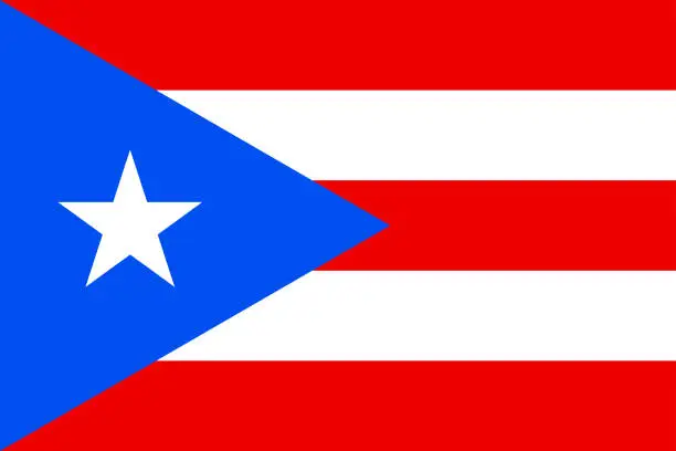 Vector illustration of Puerto Rico flag. Official proportion. Correct colors