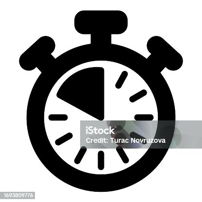 istock Stopwatch with buttons, 10 seconds, timer, chronometer solid icon, time concept, clock vector sign on white background, glyph style icon mobile concept web design. Vector graphics. 1693809776