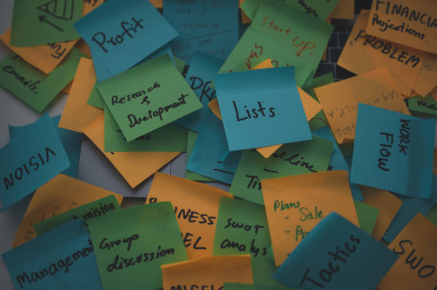 istock blurred colorful post note background  , concept of working on memo note memorandum in office, reminder messages for working schedule, things to do list 1693810309