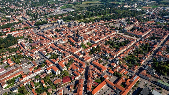 Aerial view of the city Luneville in France on a sunny day in Summer.