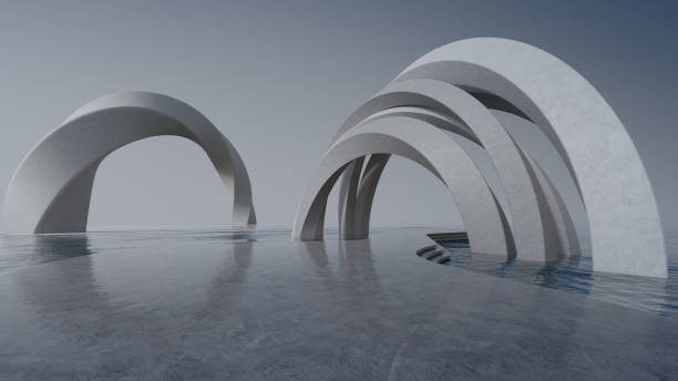 istock Abstract architecture design of modern building. Empty parking area floor and concrete structure. 1693865461