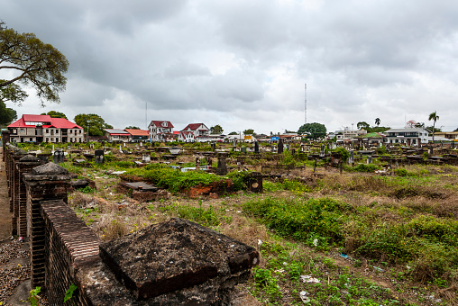 Jewish graveyard in the center of Paramaribo, Suriname, South America