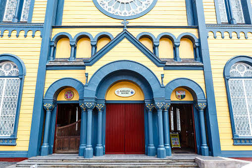 Exterior of the Saint Peter and Paul cathedral, Paramaribo, Suriname, South America