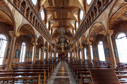 Interior of the Saint Peter and Paul cathedral, Paramaribo, Suriname, South America