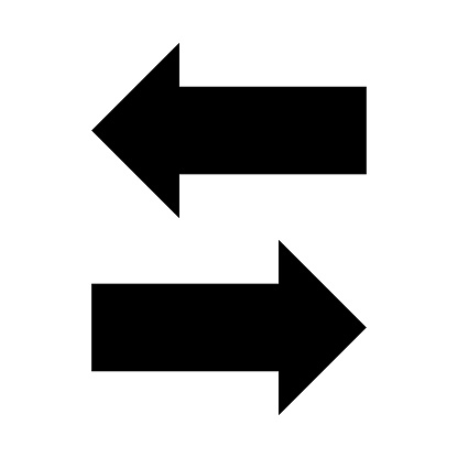 Left and right arrow direction icon vector set