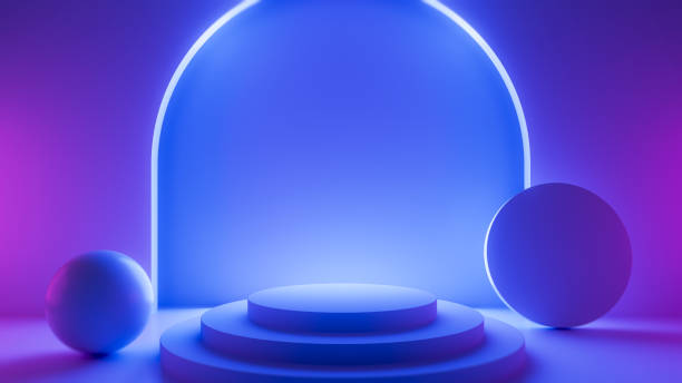 istock Abstract cylinder podium scene on multi colored background. Product presentation, mock up, show cosmetic product, Podium, stage pedestal or platform. 1693919045