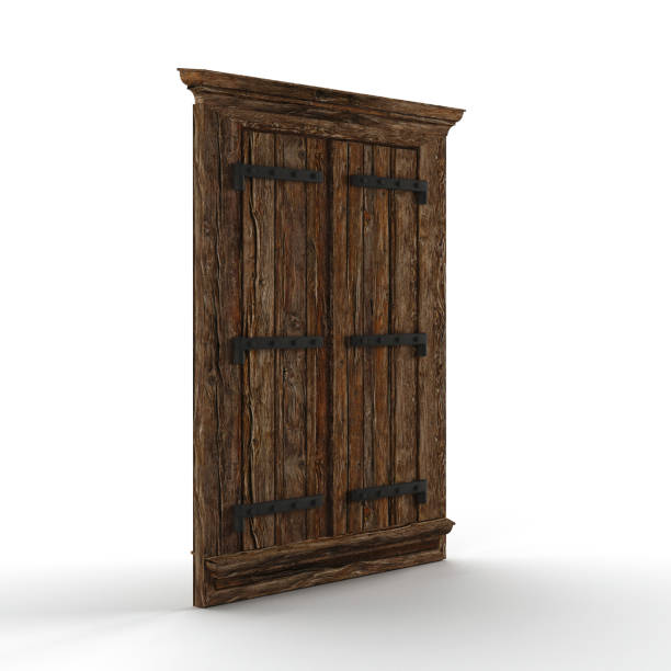 istock 3D rendering of old-style wooden gates on a white background 1693933305