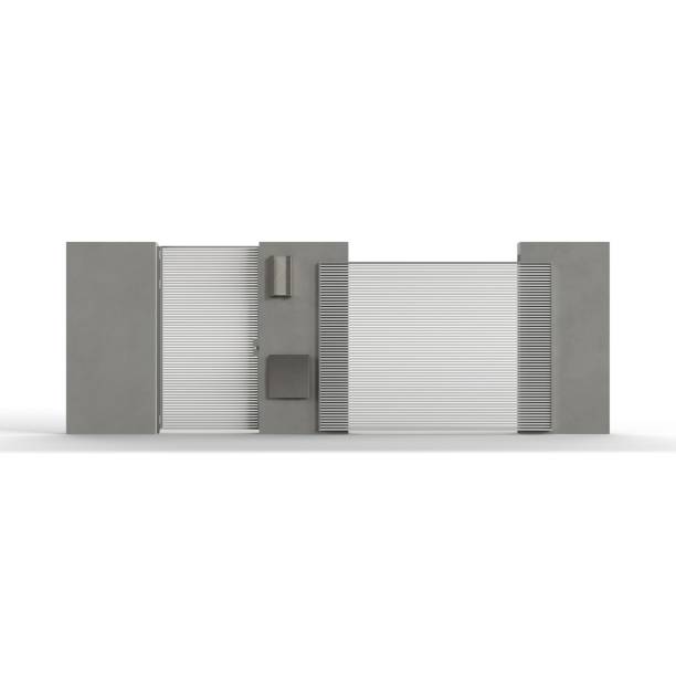istock 3D rendering of modern-style gates on a white background 1693933644