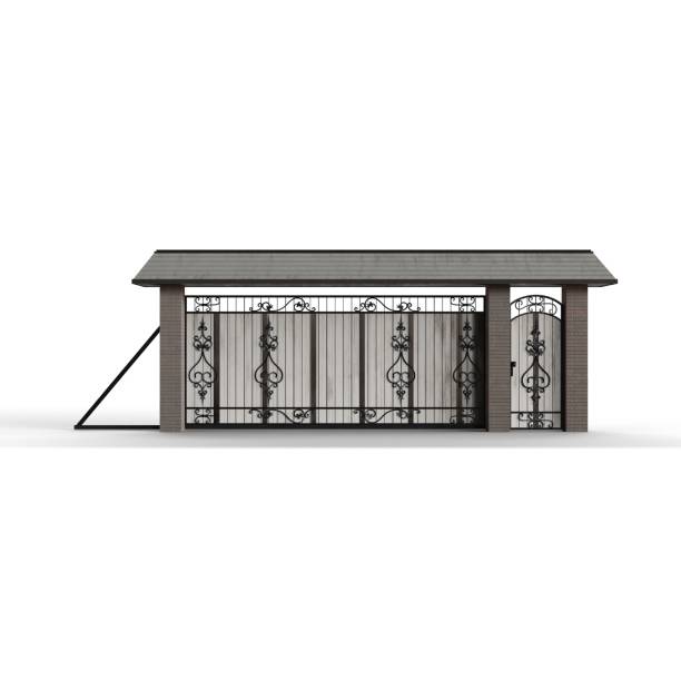 istock 3D rendering of modern-style gates on a white background 1693933652