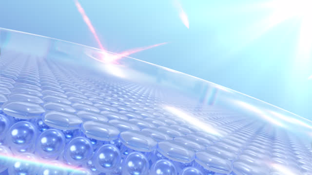 Skin cell 3D animation. Skin cell with UV protection.