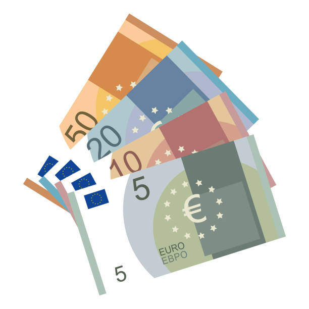 ユーロ紙幣セット。5、10、20、50ユーロ。ベクターイラスト。 - one hundred euro banknote illustrations点のイラスト素材／クリップアート素材／マンガ素材／アイコン素材
