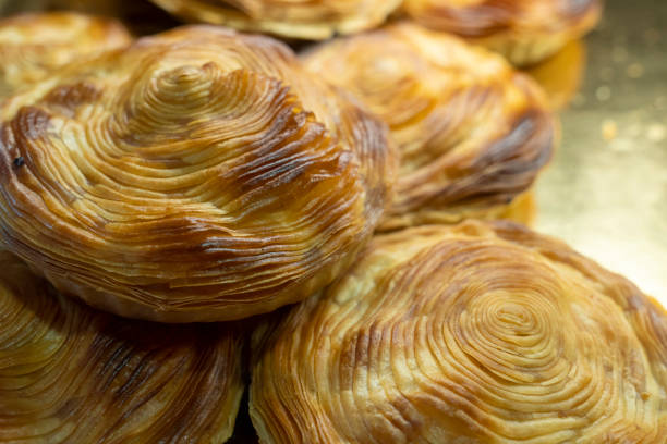 Thousand leaves stuffed with meat, a typical appetizer from Murcia in a pastry shop