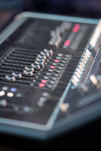 A shot of sound mixer control panel