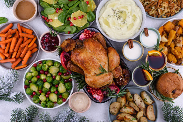istock Christmas festive dinner with traditional dishes 1694110073