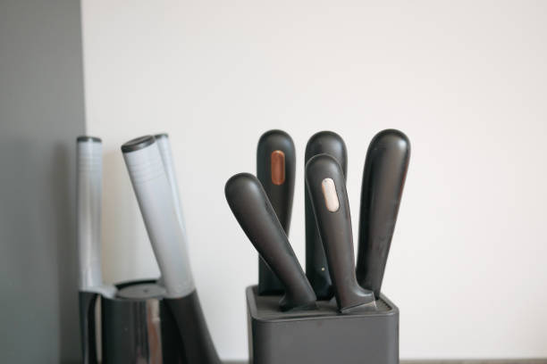 istock Set of kitchen knives in a box . 1694137391