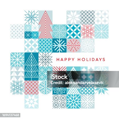 istock Modern Geometric Holiday Christmas Card Design 1694137468