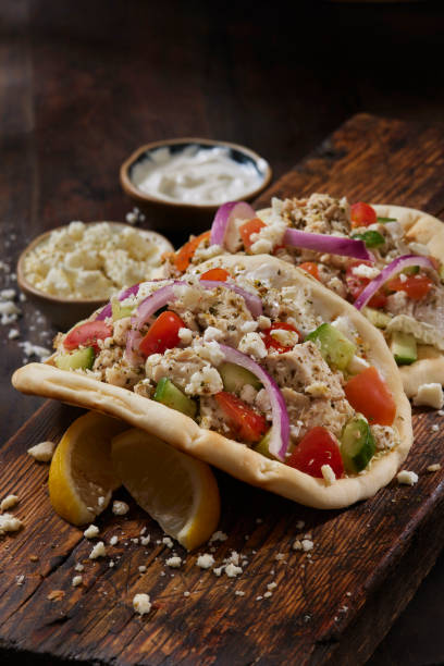 istock Chicken Souvlaki Gyro with Tzatziki Sauce 1694153349