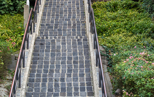 Photo of stone stairs from low angle