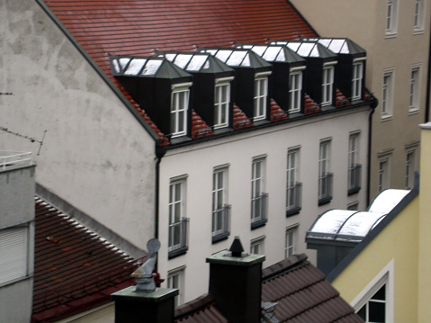 Metal roof on a typical simple central european house.