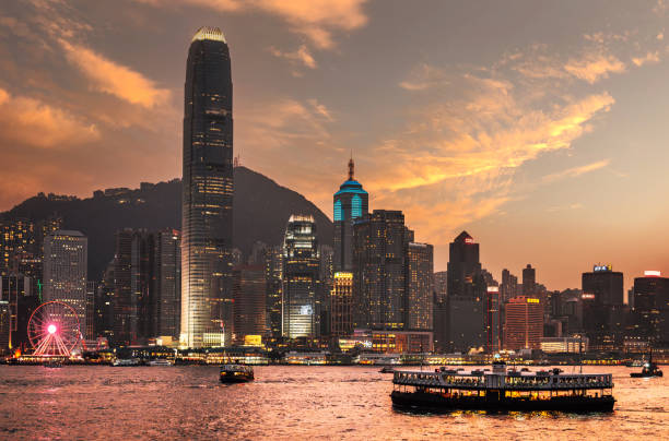 istock Financial District in Hong Kong at Dusk 1694164242