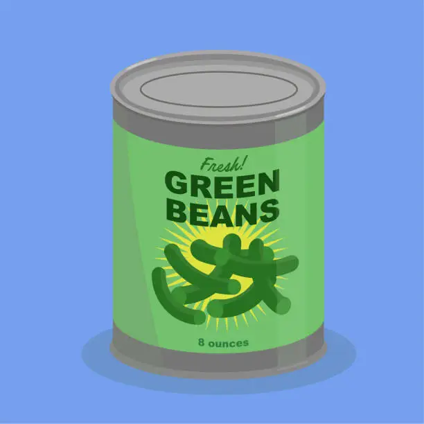 Vector illustration of Can of Green Beans, vector illustration
