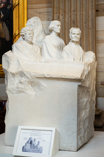 Wasshington, DC - September 20, 2023: The monument was presented to the U.S. Capitol as a gift from the women of the United States by the National Woman's Party and was accepted on behalf of Congress by the Joint Committee on the Library on February 10, 1921. The designer was Adelaide Johnson.