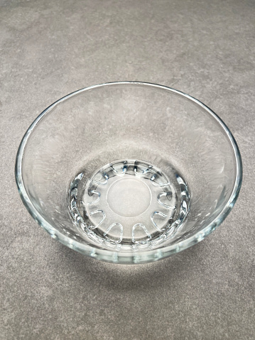 High angle view empty glass bowl