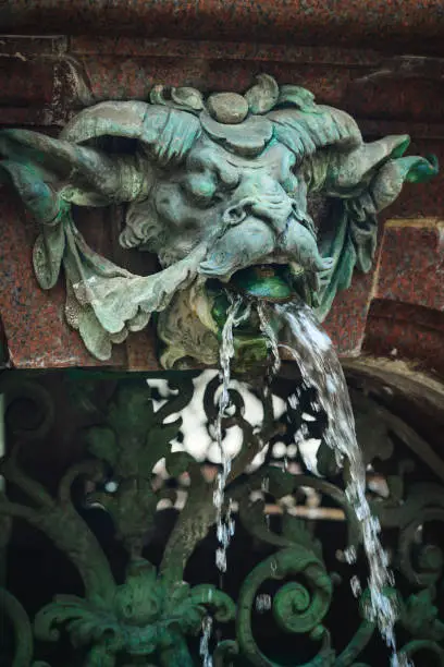 Photo of Crying Ram Sculpture in Rathaus Backyard Fountain, Hamburg