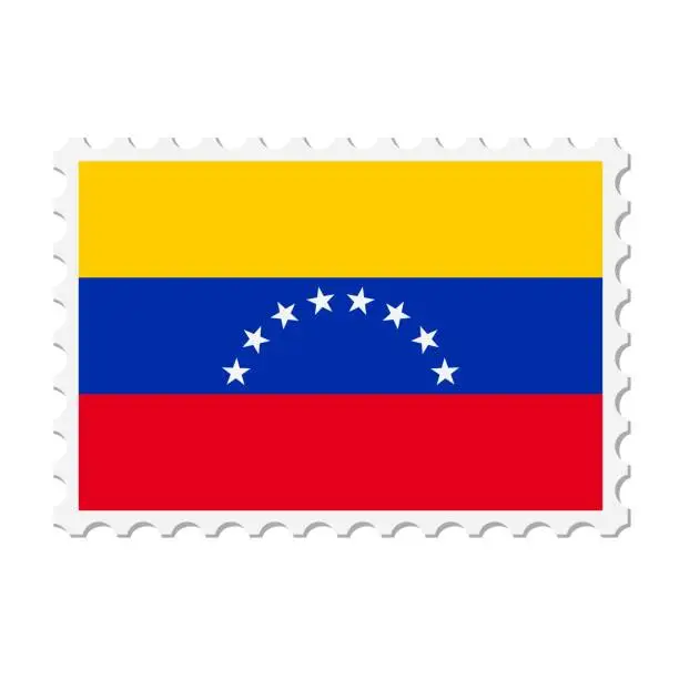 Vector illustration of Venezuela postage stamp. Postcard vector illustration with Venezuelan national flag isolated on white background.