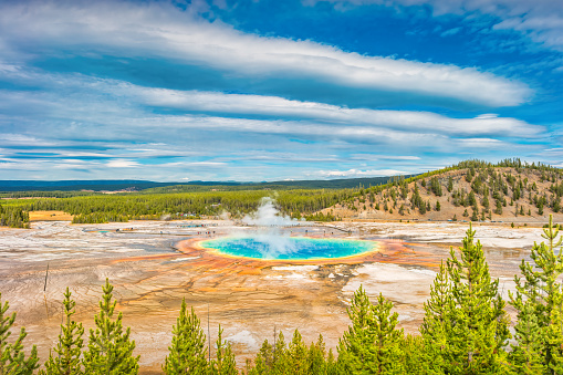 Grand Prismatic Spring in Yellowstone National Park in Wyoming, USA