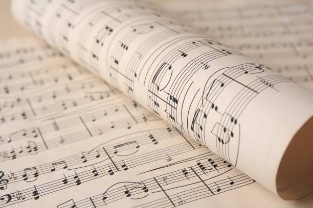 istock Closeup view of sheets with music notes 1694517962