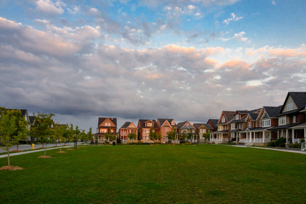 istock Sunrise on detached homes in Markham, Ontario, Canada 1694555109