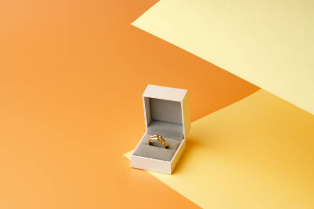 istock White jewelry box on yellow studio background 1694567861