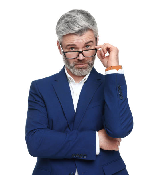 istock Mature businessman in stylish clothes posing on white background 1694592048